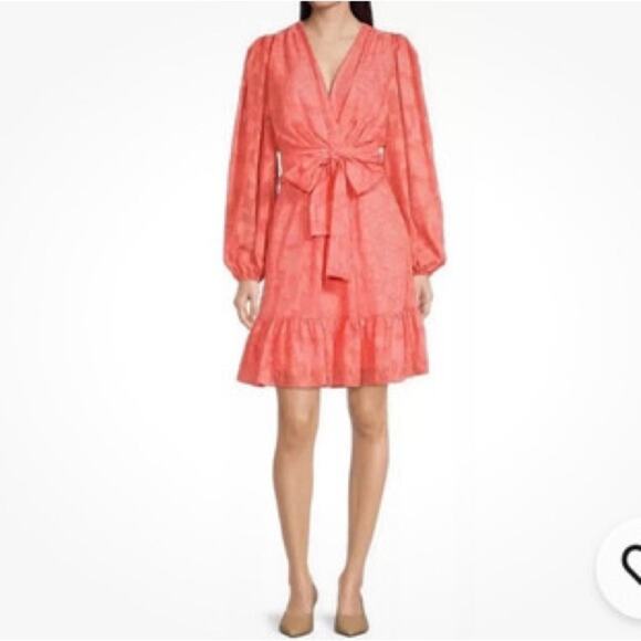 NWT Alex Marie Vibrant Coral Long Sleeve Dress sz 4 - Picture 1 of 5